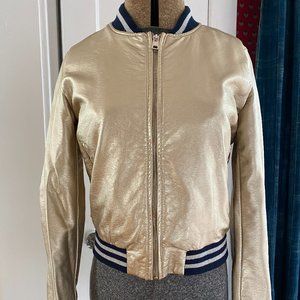 Aqua gold varsity jacket, size XS